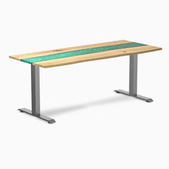 Desky fixed resin hardwood desk in white ash river 1800mm