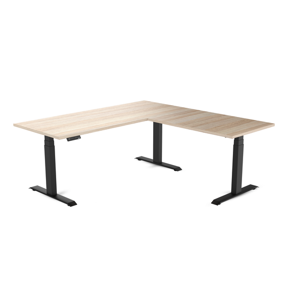 Desky Eco L-Shape Melamine Sit Stand Desk Classic Oak -Desky®