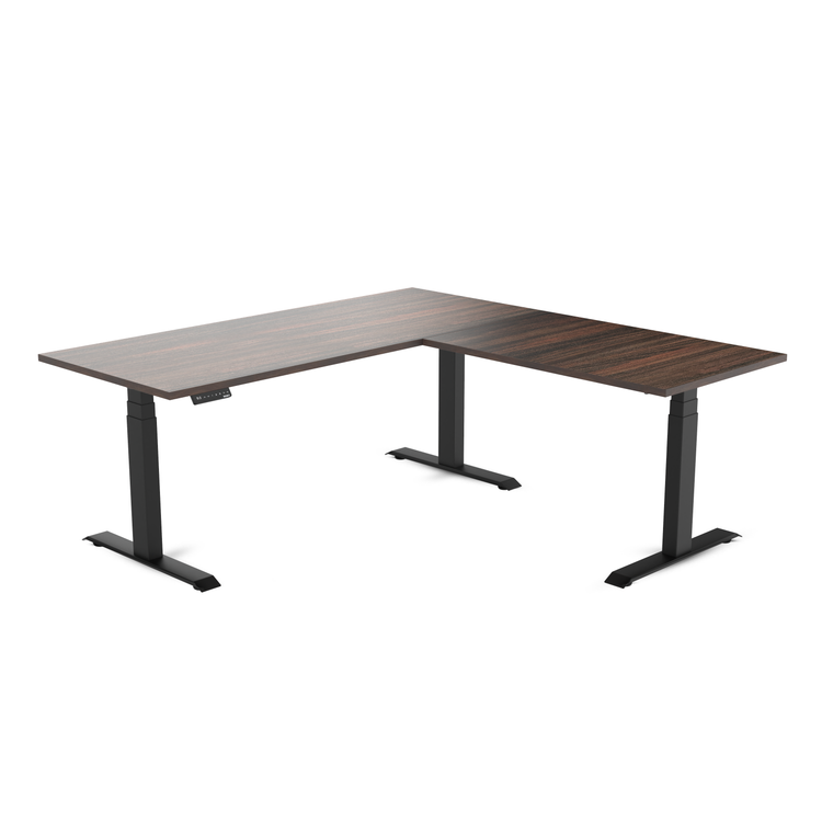 Desky Eco L-Shape Melamine Sit Stand Desk Jarrah Legno -Desky®