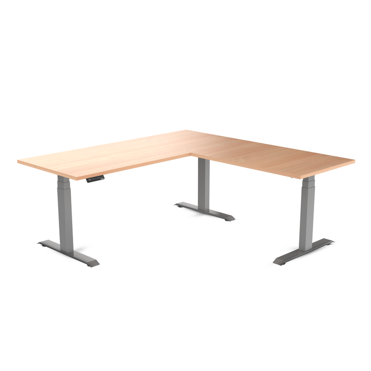 Desky Eco L-Shape Melamine Sit Stand Desk Select Beech -Desky®
