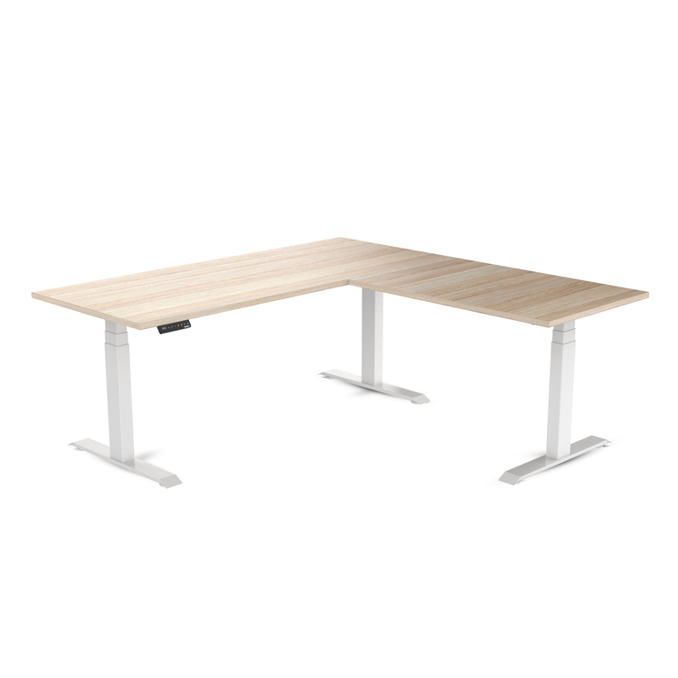 Desky Eco L-Shape Melamine Sit Stand Desk Classic Oak -Desky®
