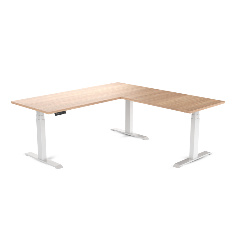 Desky Eco L-Shape Melamine Sit Stand Desk Sublime Teak -Desky®