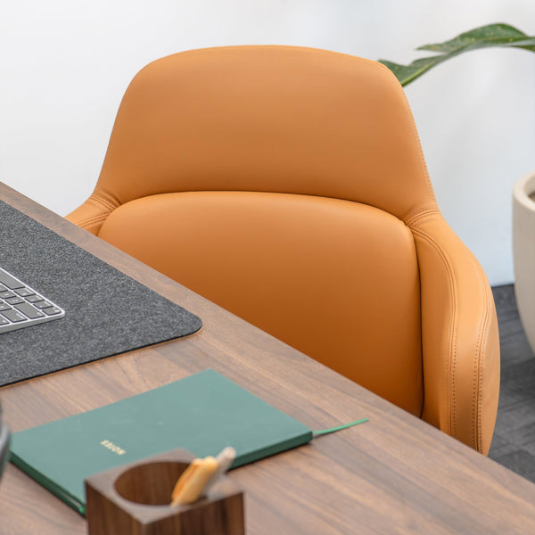 Desky Arco Office Chair-Chair-Desky-Tan Microfiber Leather-Desky® Australia