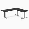 Desky L-shape standing desk melamine black with space grey legs