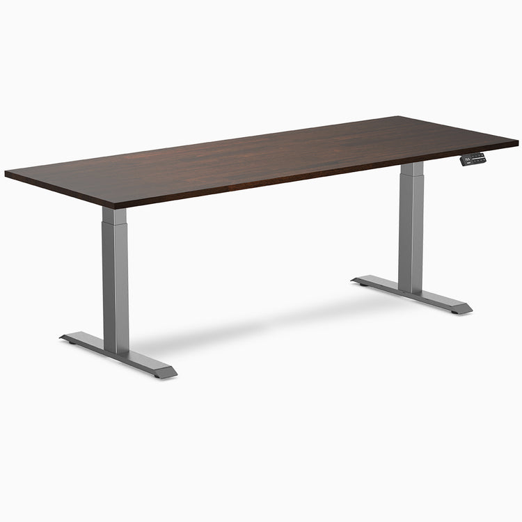 Desky dual rubber wood standing desk in dark walnut 2000mm