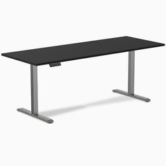 Desky Single Sit Stand Desk, Black desktop, Space Grey frame