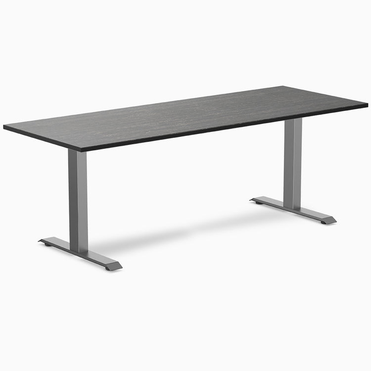 Desky dark bamboo fixed office desk in space gray 2000mm