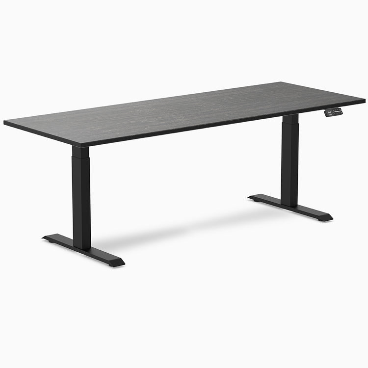 Electric dual bamboo sit stand desk Dark Bamboo - Desky