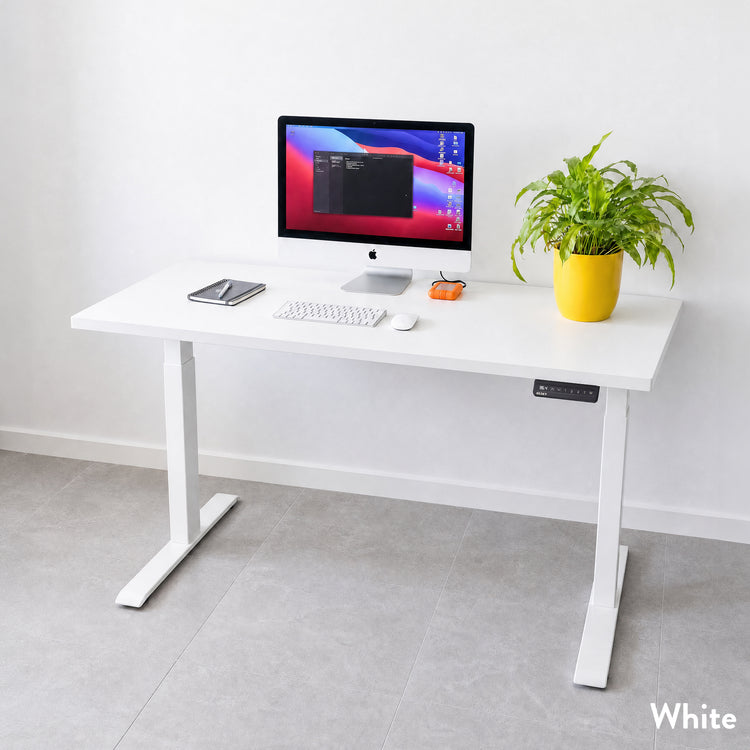 Single sit stand desk in white - Desky