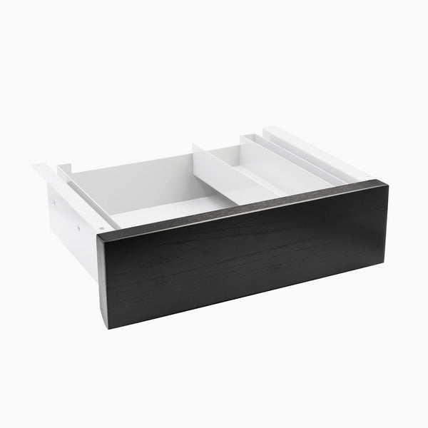Desky Minimal Under Desk Drawer - Black Ash Hardwood White Frame