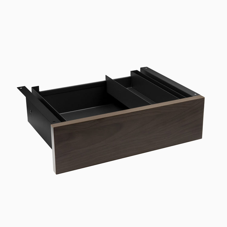 Almost Perfect Desky Minimal Under Desk Drawer - Burnished Wood Melamine Black Frame