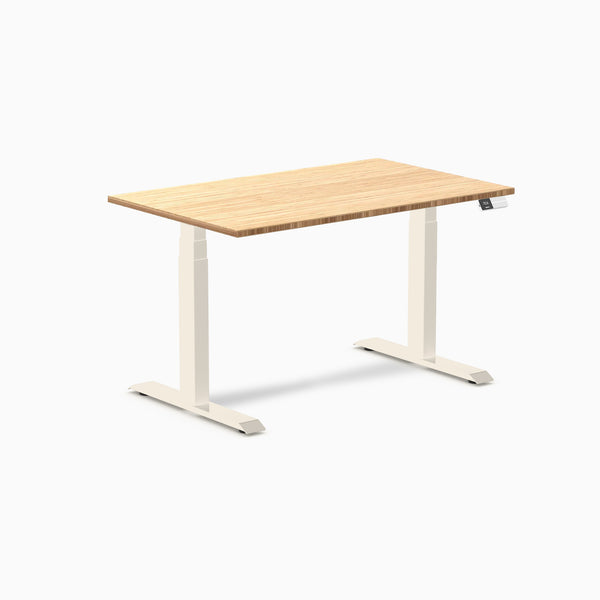 Desky Dual Bamboo Sit Stand Desk, Bamboo desktop, Wheat frame