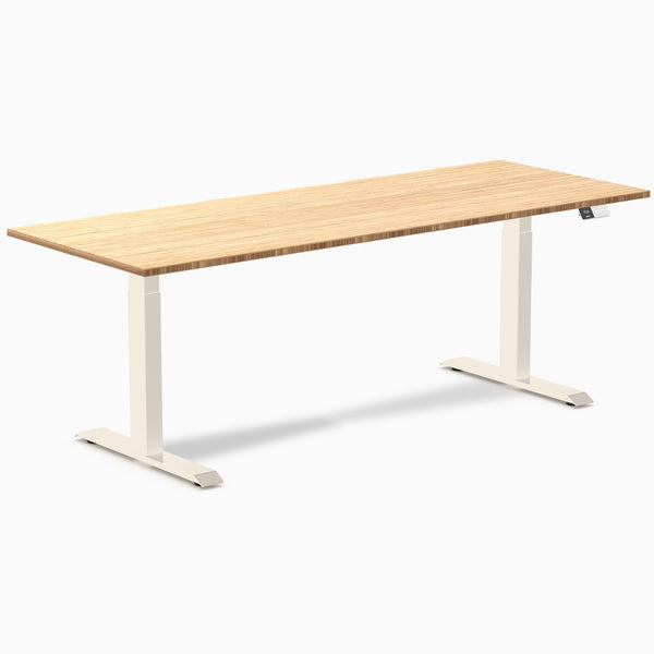 Desky Dual Bamboo Sit Stand Desk, Bamboo desktop, Wheat frame