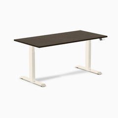 Desky Dual Bamboo Sit Stand Desk, Dark Bamboo desktop, Wheat frame
