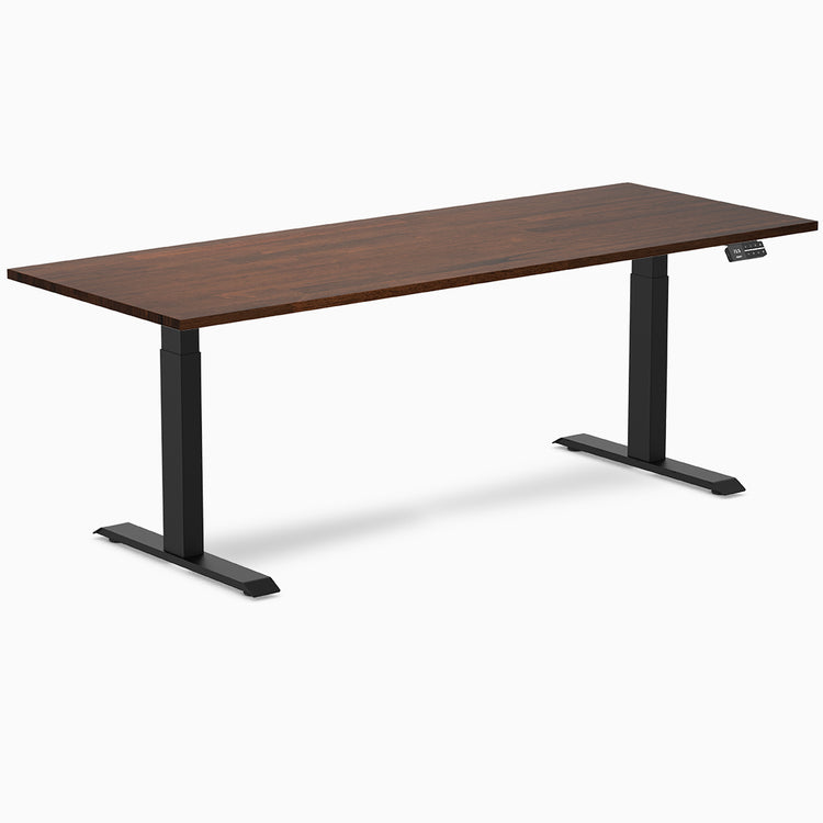 Almost Perfect Desky Dual Rubberwood Sit Stand Desk-Red Walnut Desky®