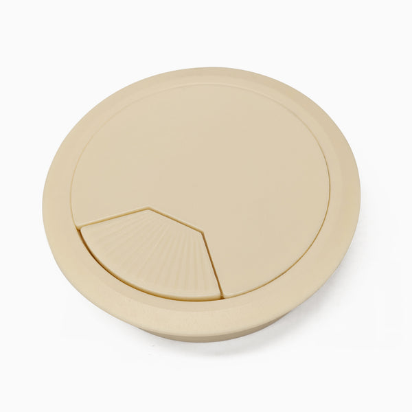 Beige desk cable grommet hole