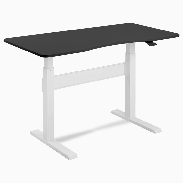 Desky Air Lift Zero Sit Stand Desk black top white legs -Desky®