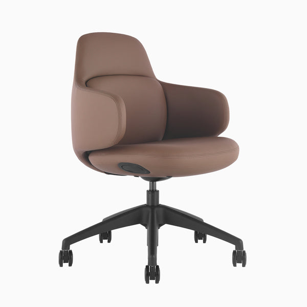 Desky Arco Office Chair-Chair-Desky-Dark Brown Microfiber Leather-Desky® Australia