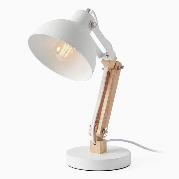 Desky Axis wooden plug in desk lamp in white