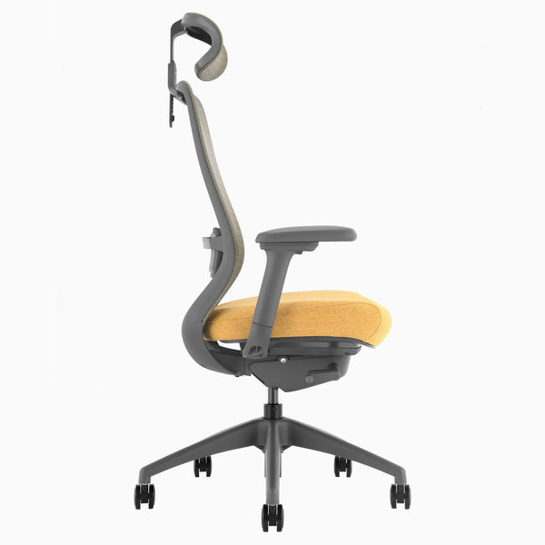 Coilflex ergonomic office chair with headrest in yellow