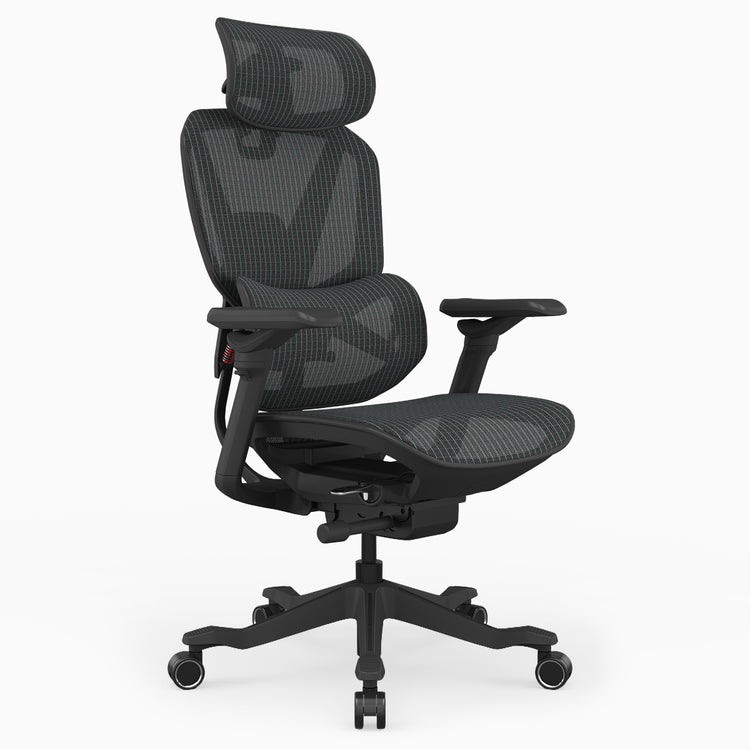 Black ergonomic mesh office chair with headrest