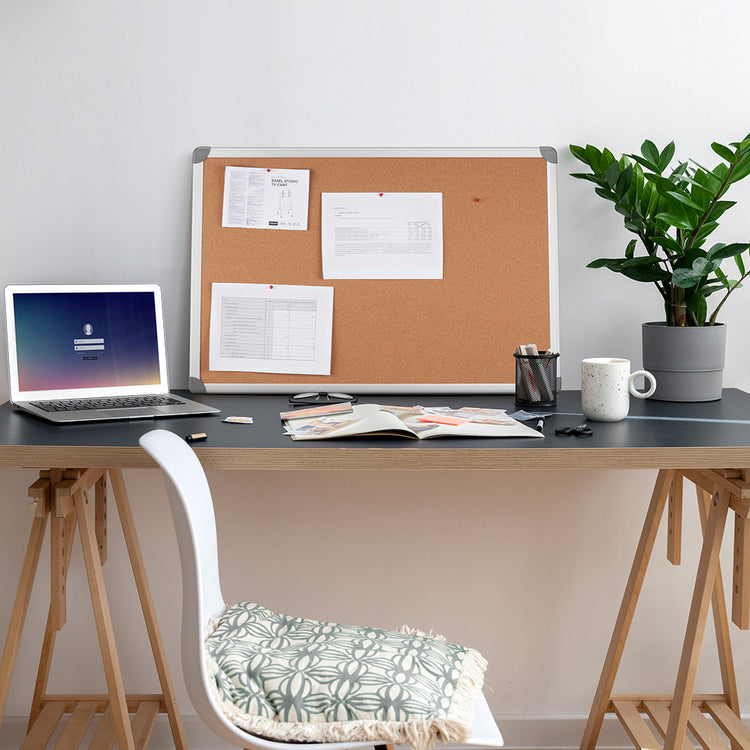 Desky Cork Pin Board on top of desk