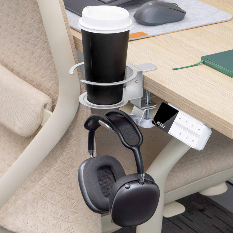 Silver Drink and headphone stand 