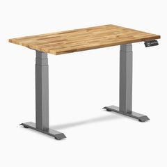 Desky Dual Mini Hardwood Sit Stand Desk, Acacia desktop, Space Grey frame