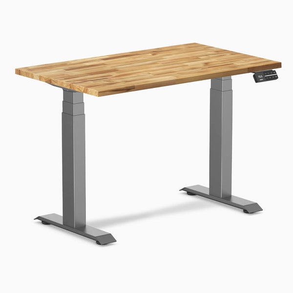 Desky Dual Mini Hardwood Sit Stand Desk, Acacia desktop, Space Grey frame