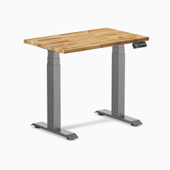 Desky Dual Mini Hardwood Sit Stand Desk, Acacia desktop, Space Grey frame