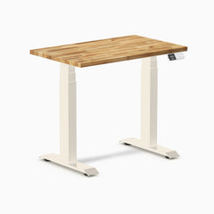 Desky Dual Mini Hardwood Sit Stand Desk, Acacia desktop, Wheat frame