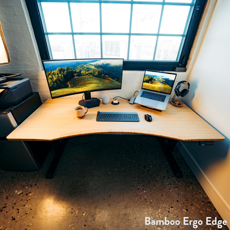 Desky Dual Ergo Edge Sit Stand Desk-Dual Desks-Desky-White-1200x750mm-Matte Black-Desky® Australia
