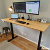Bamboo standing desk with screens