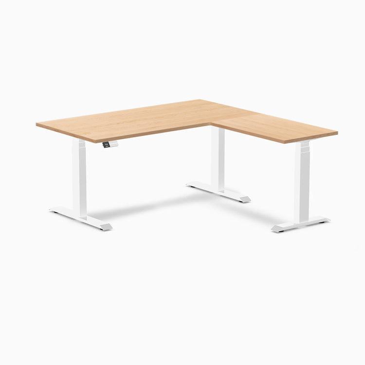 Desky Hardwood L-Shape Sit Stand Desk