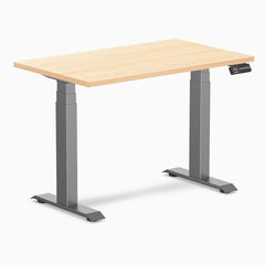 Desky Dual Mini Hardwood Sit Stand Desk, Maple desktop, Space Grey frame