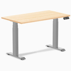 Desky Dual Mini Hardwood Sit Stand Desk, Maple desktop, Grey frame
