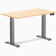 Desky Dual Mini Hardwood Sit Stand Desk, Maple desktop, Space Grey frame