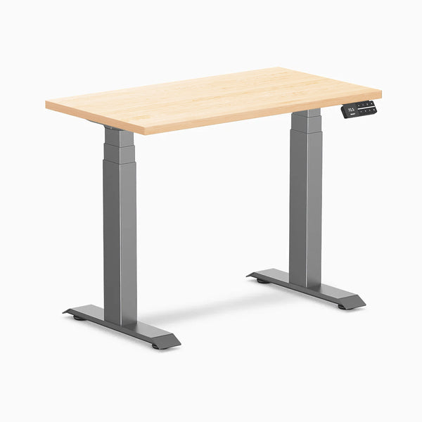 Desky Dual Mini Hardwood Sit Stand Desk, Maple desktop, Space Grey frame
