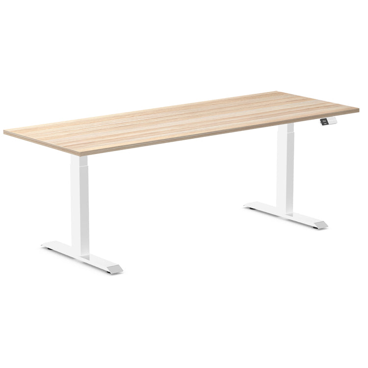 Desky Dual melamine sit stand desk 2000mm classic oak