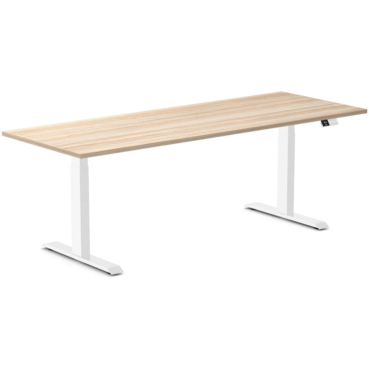 Desky Dual melamine sit stand desk 2000mm classic oak