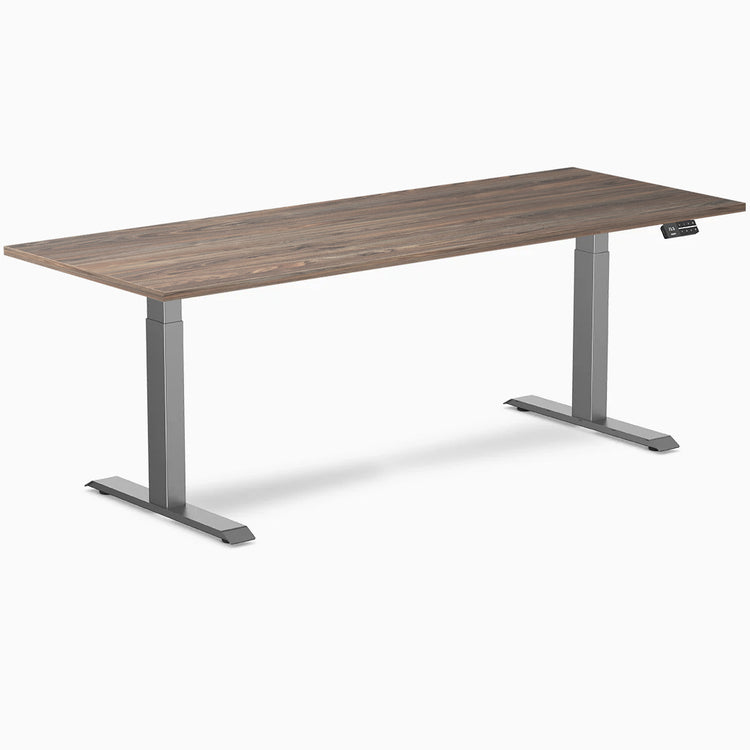 Desky Dual melamine sit stand desk 2000mm nautral walnut