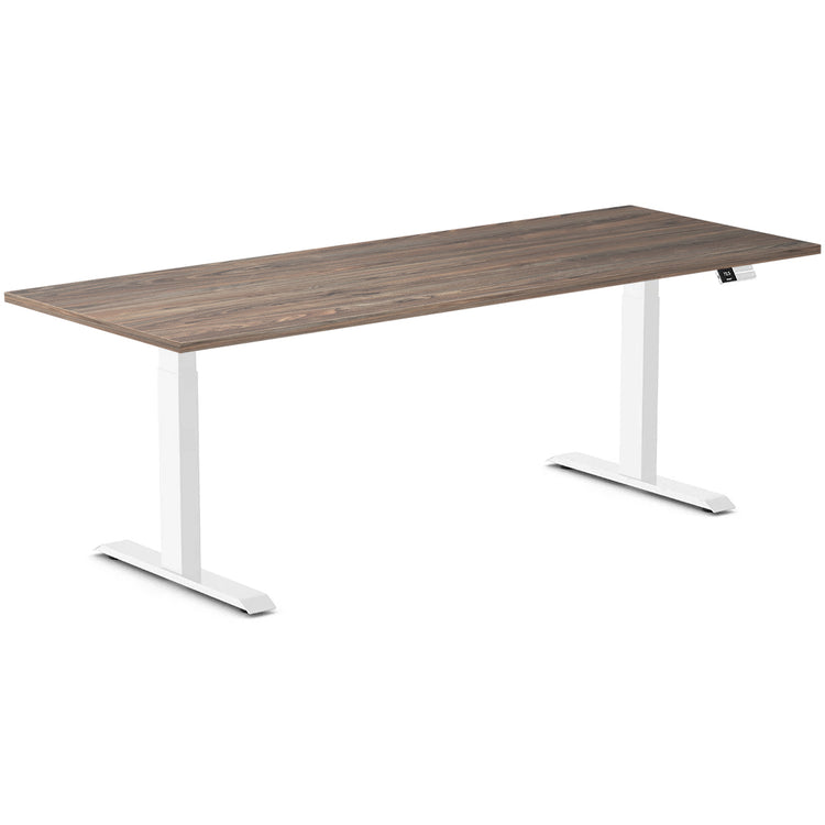 Desky Dual melamine sit stand desk 2000mm nautral walnut