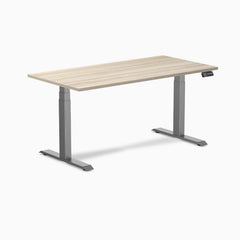 Desky Dual Melamine Sit Stand Desk, Classic Oak desktop, Space Grey frame