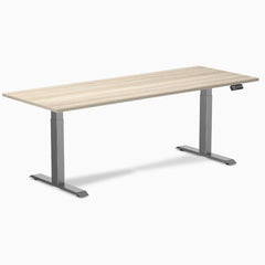 Desky Dual Melamine Sit Stand Desk, Classic Oak desktop, Space Grey frame