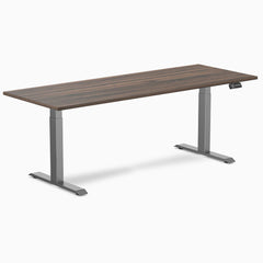Desky Dual Melamine Sit Stand Desk, Jarrah Legno desktop, Space Grey frame