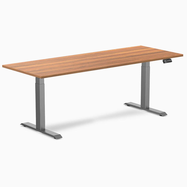 Desky Dual Melamine Sit Stand Desk, Prime Oak desktop, Space Grey frame