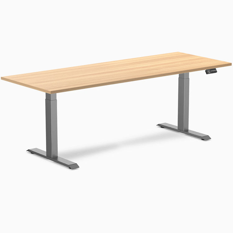 Desky Dual melamine sit stand desk 2000mm sublime teak