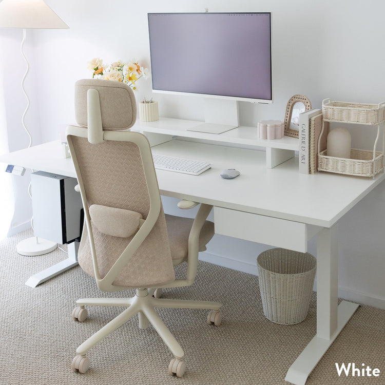 Desky Dual Melamine Sit Stand Desk-Dual Desks-Desky-White-1200x750mm-Matte Black-Desky® Australia