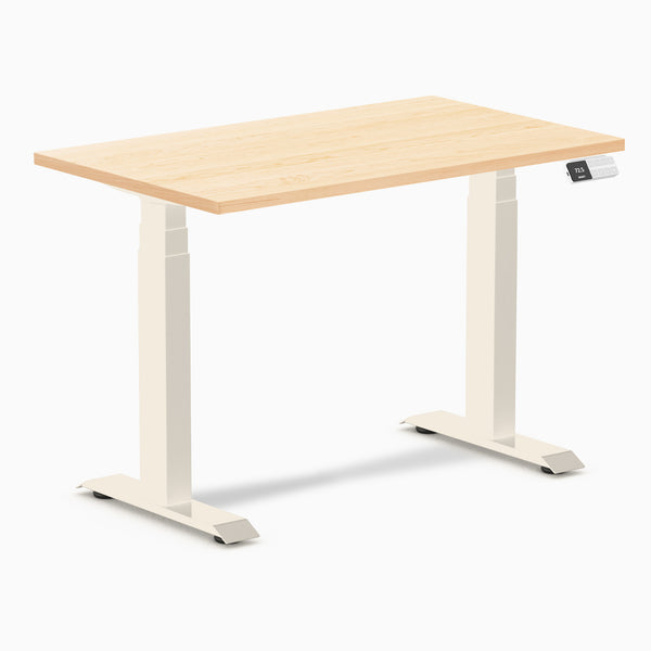 Desky Dual Mini Hardwood Sit Stand Desk, Maple desktop, Wheat frame