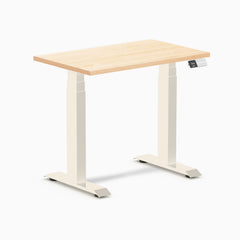 Desky Dual Mini Hardwood Sit Stand Desk, Maple desktop, Wheat frame
